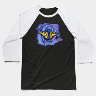 Watercolor blue rose and butterfly Baseball T-Shirt